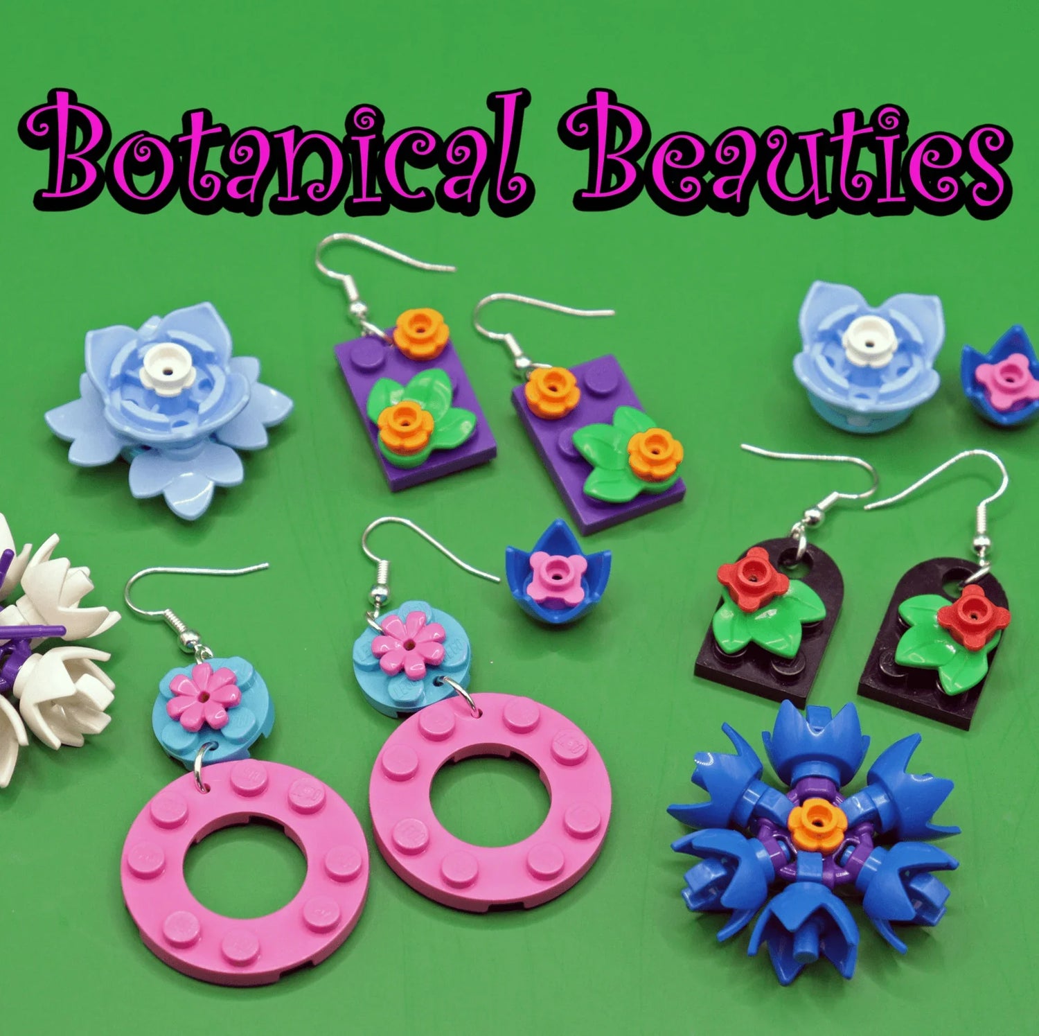 Botanical Beauties- LEGO Earrings - Collection - flower Earrings - plant earrings - Block Your Ears