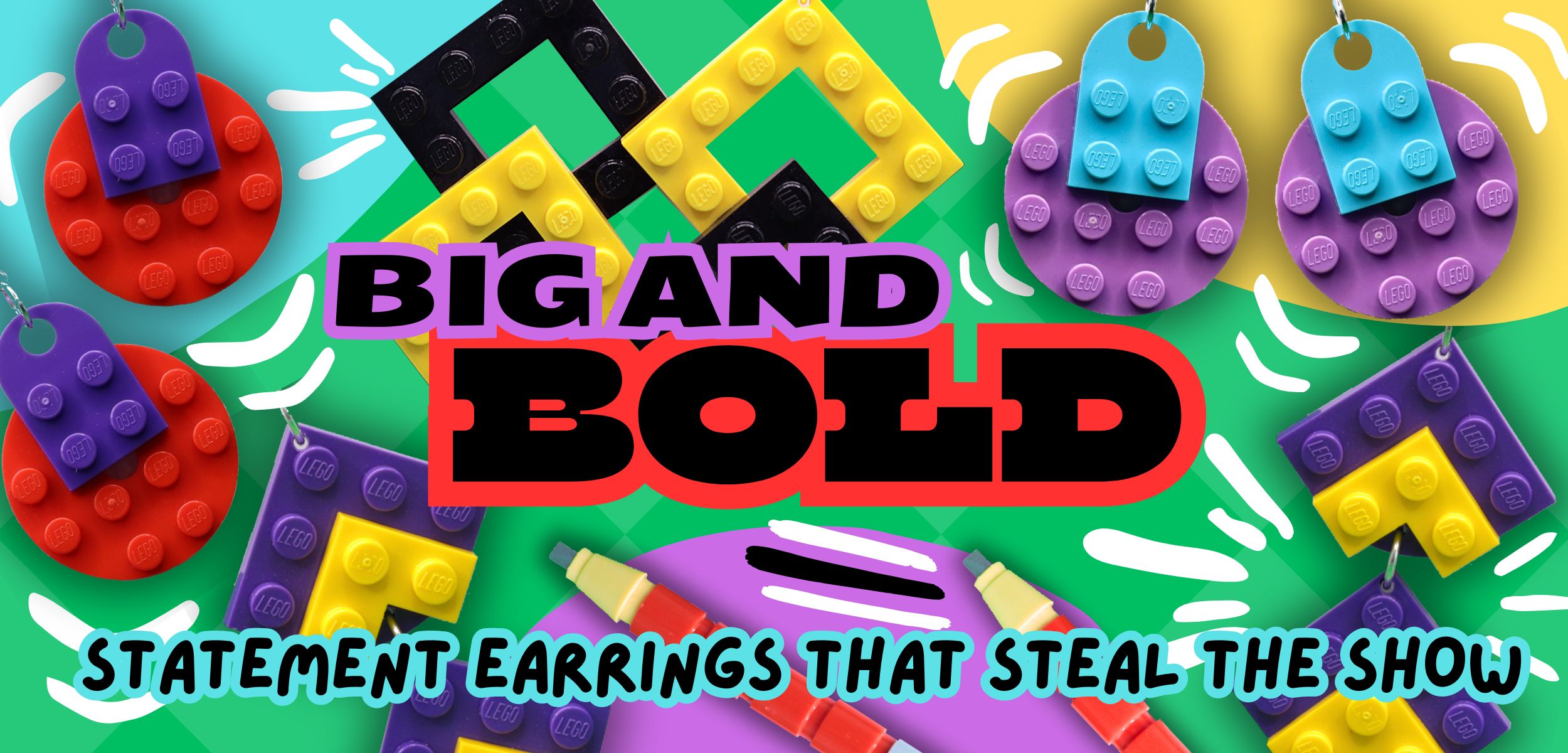 Big and Bold Designs - LEGO Earrings