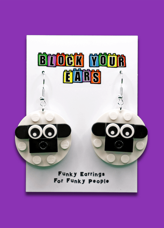 Cute Sheep Earrings | Handmade Lego Earrings | Block Your Ears