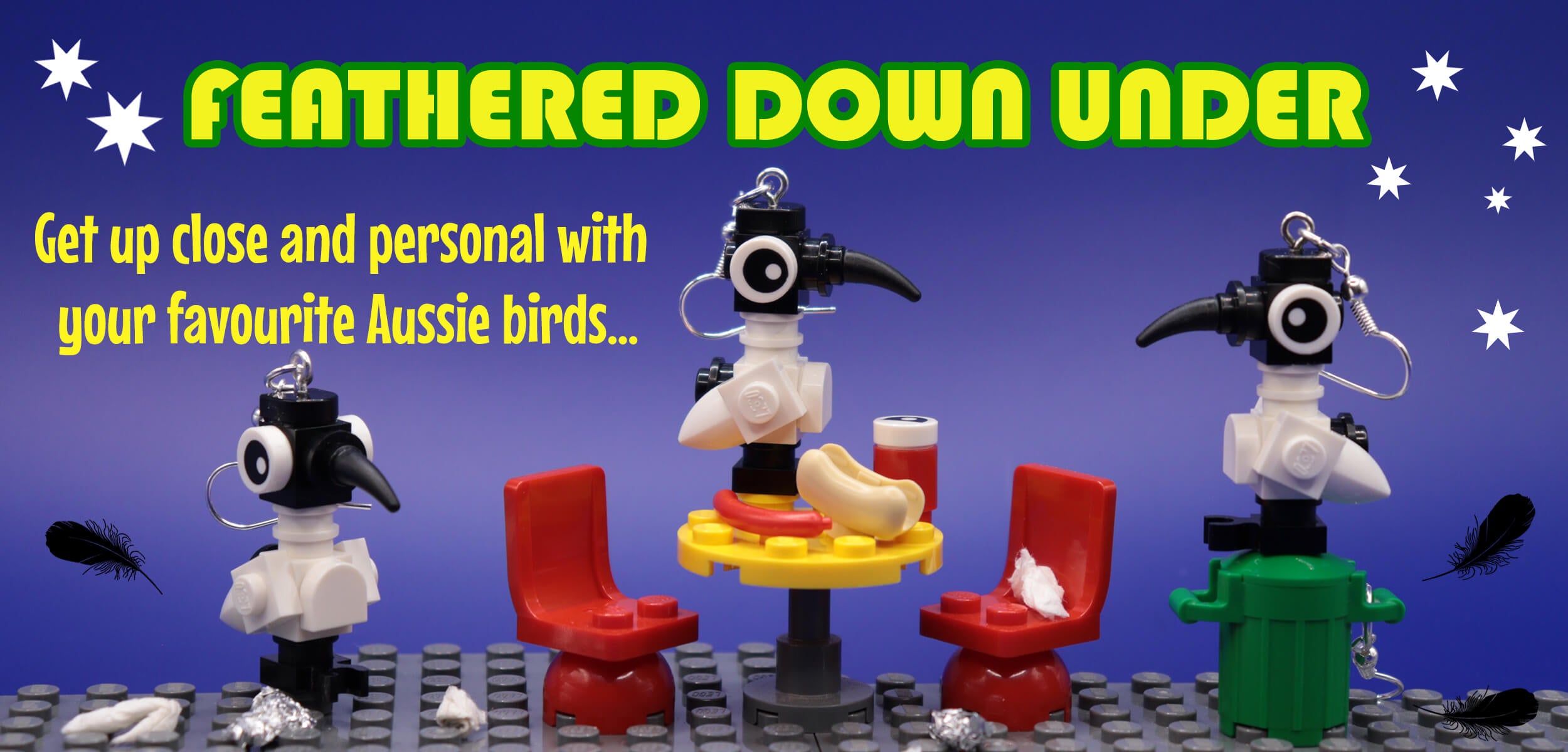 Aussie Bird Earring Collection - Bin Chicken - LEGO Earrings