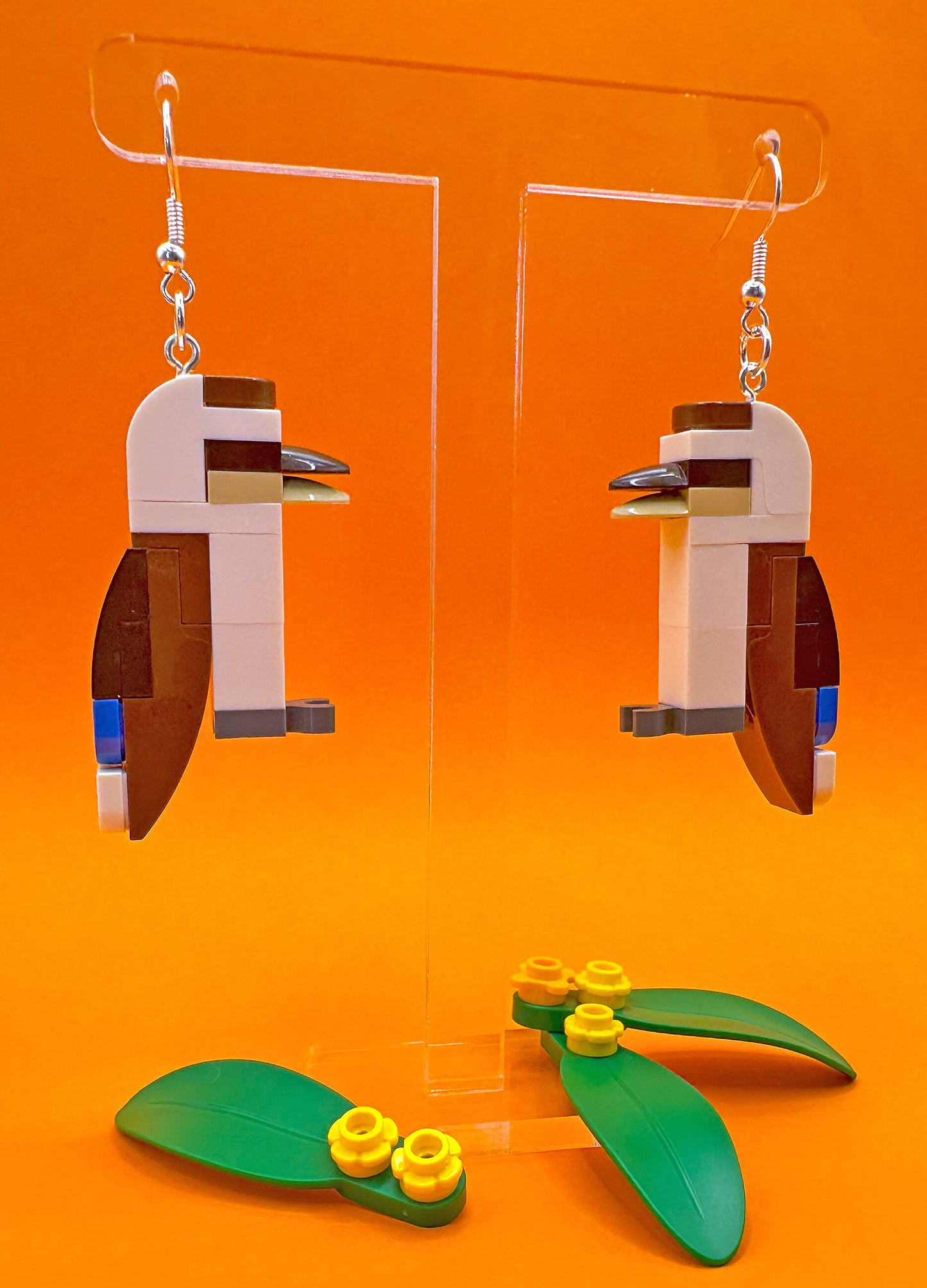kookaburra-native-australian-bird-lego-earrings-hanging-orange-background.jpg