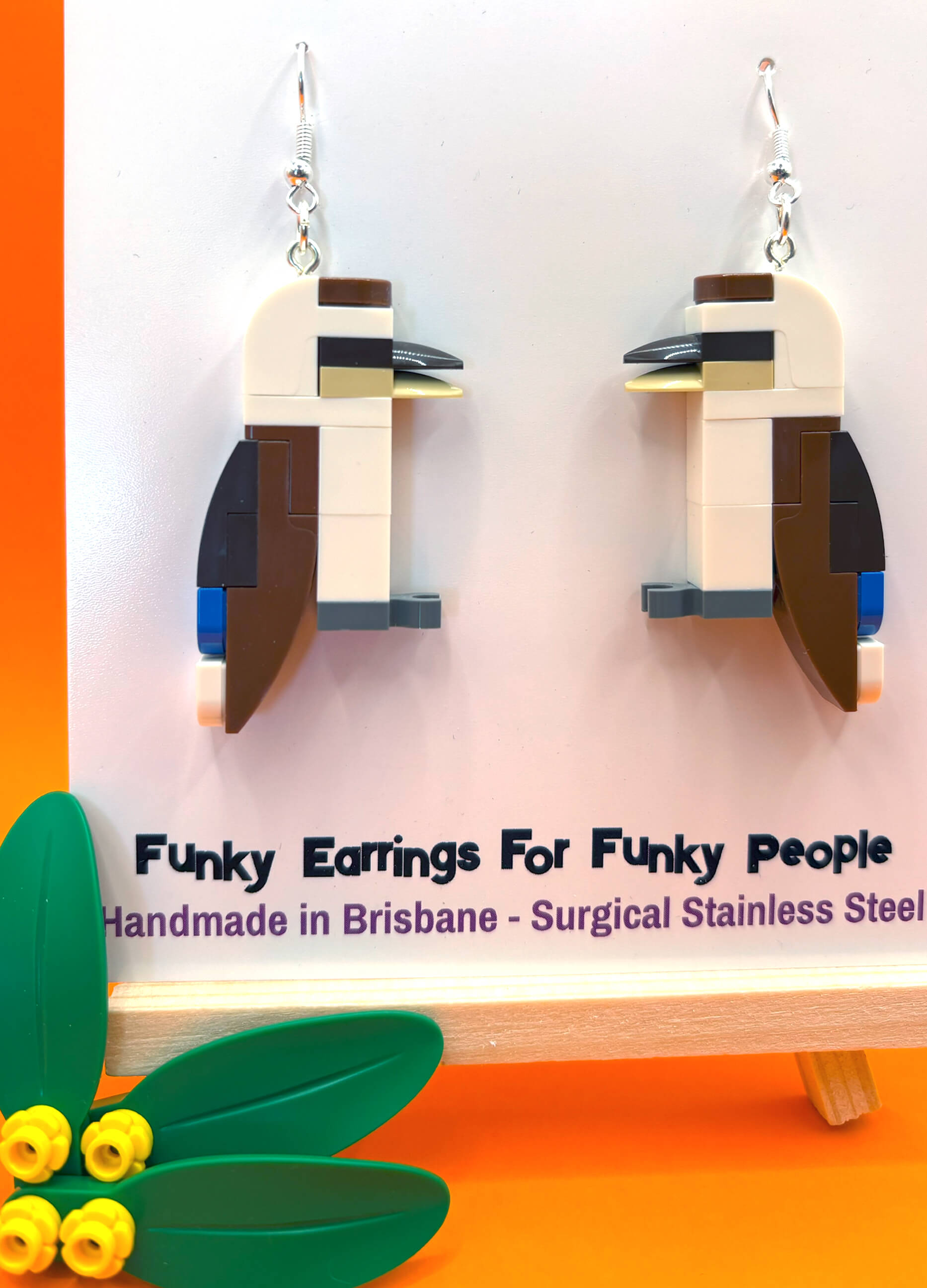 kookaburra-native-australian-bird-lego-earrings-secondary-card-stand-orange-background.jpg