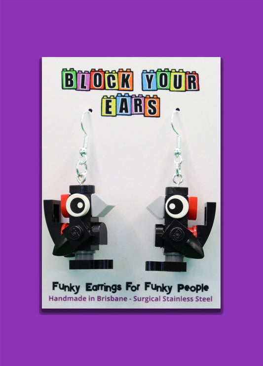 Red-Backed Fairy-Wrens - Aussie Bird earrings handmade with LEGO-Novelty earrings on display card